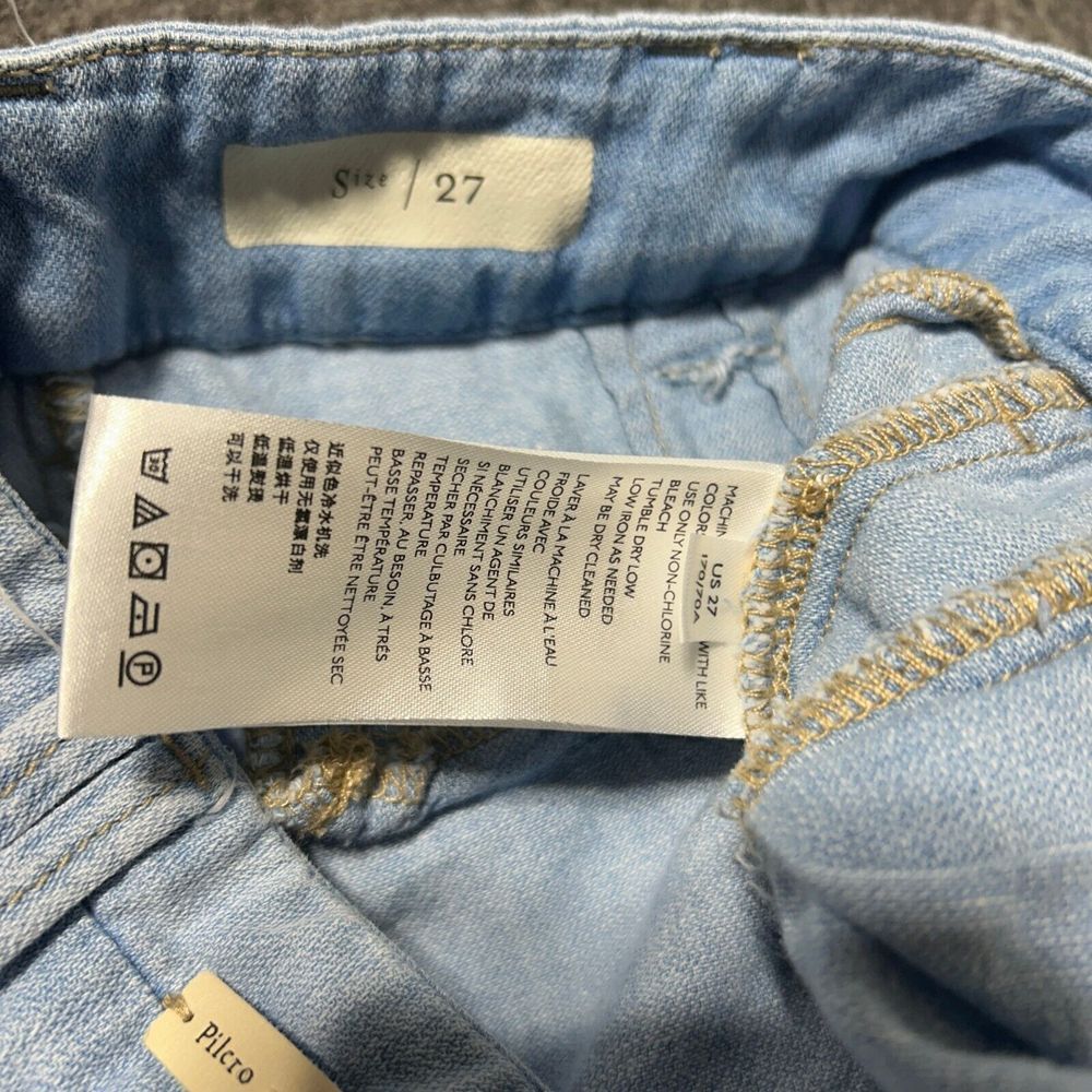 Pilcro And The Letterpress Wide Leg Pants Light Wash Size 27 Blue Cotton Linen - Picture 7 of 13